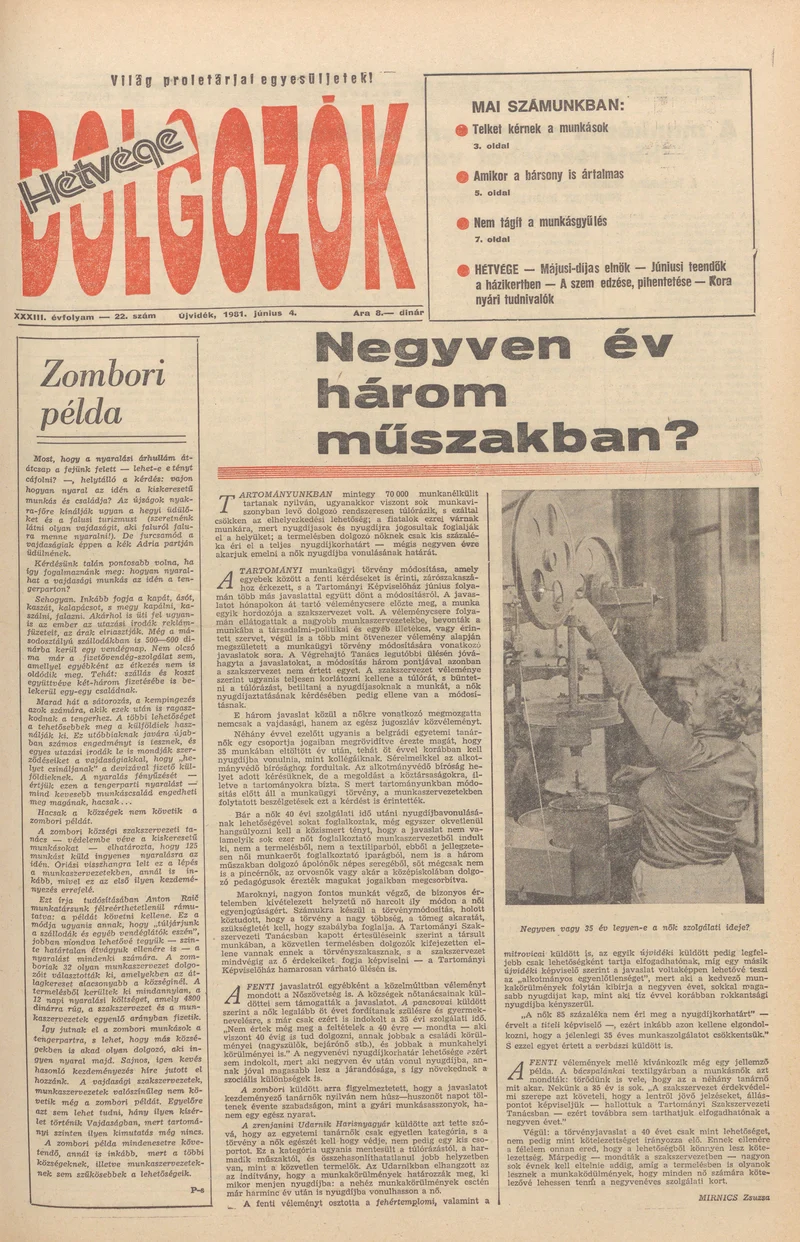Dolgozók, 35. évf. 1981. június 4. 22. sz.