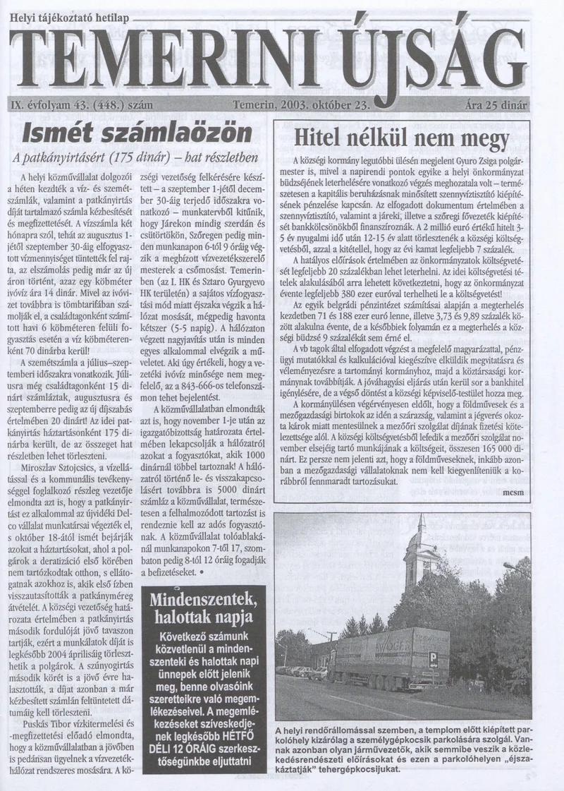 Temerini Újság, 9. évf. 2003. október 23. 43. sz.