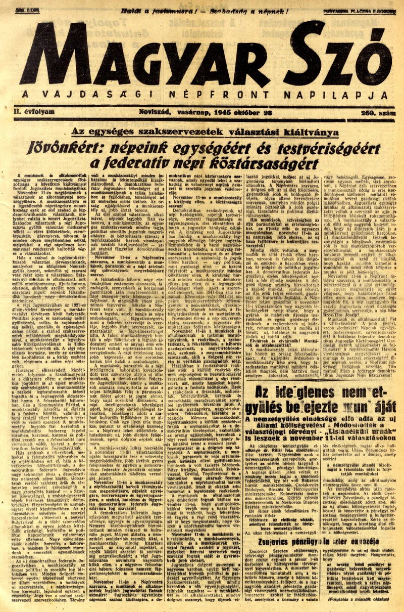 Magyar Szó, 2. évf. 1945. október 28. 250. sz. 1–8. oldal