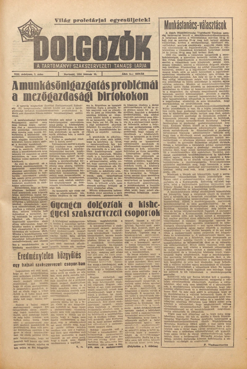 Dolgozók, 8. évf. 1954. február 23. 9. sz.