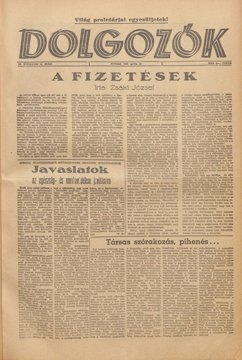 Dolgozók, 9. évf. 1955. április 19. 16. sz.