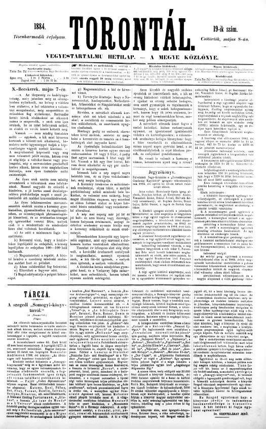 Torontál, 13. évf. 1884. május 8. 19. sz.