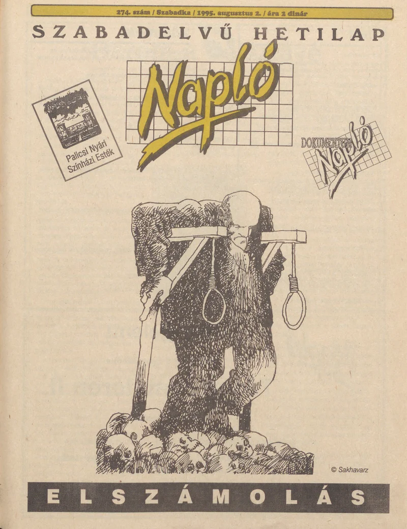 Napló - Szabadelvű hetilap, 6. évf. 1995. augusztus 2. 274. sz.