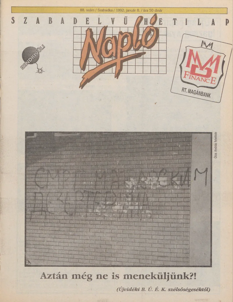 Napló - Szabadelvű hetilap, 3. évf. 1992. január 8. 88. sz.