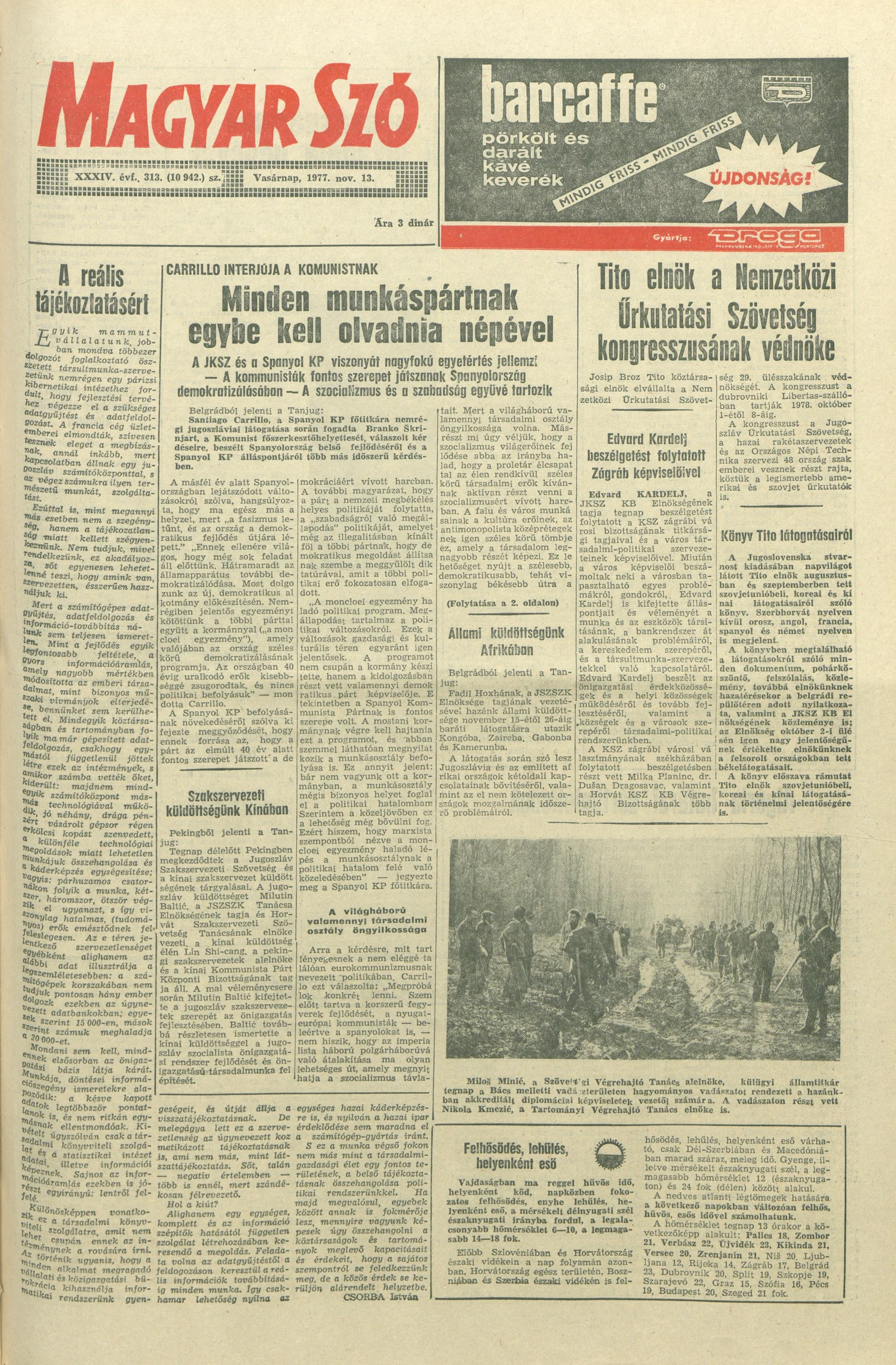 Magyar Szó, 34. évf. 1977. november 13. 313. sz.