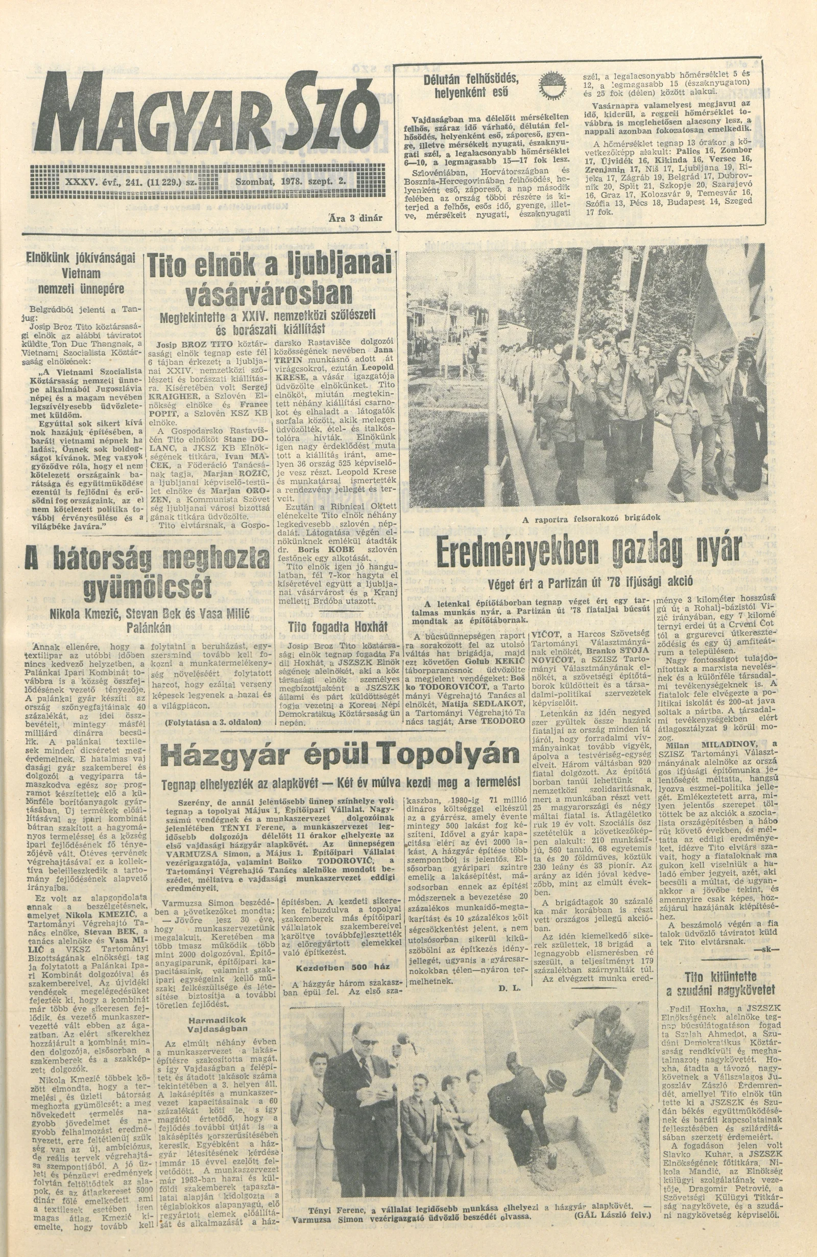 Magyar Szó, 35. évf. 1978. szeptember 2. 241. sz. 1–16. oldal