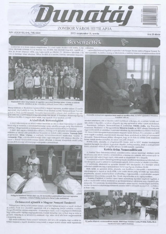 Dunatáj, 15. évf. 2013. szeptember 11. 748. sz.