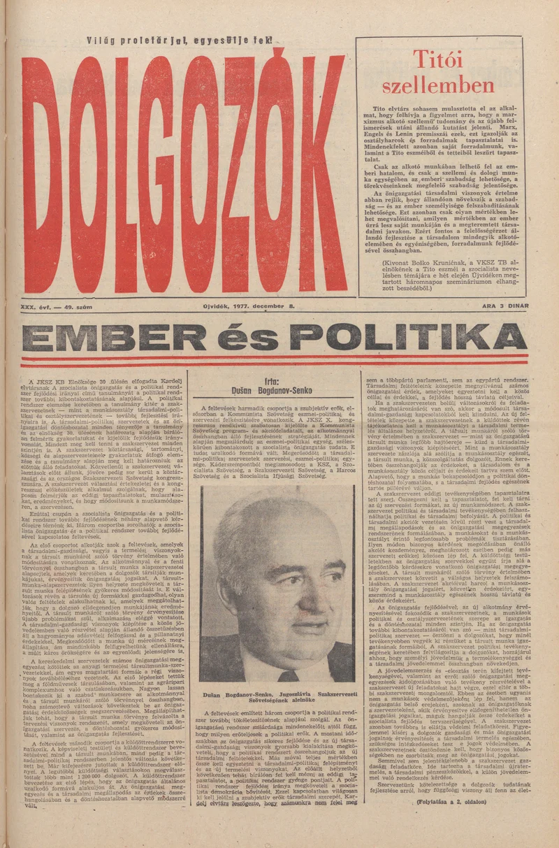 Dolgozók, 31. évf. 1977. december 8. 49. sz.