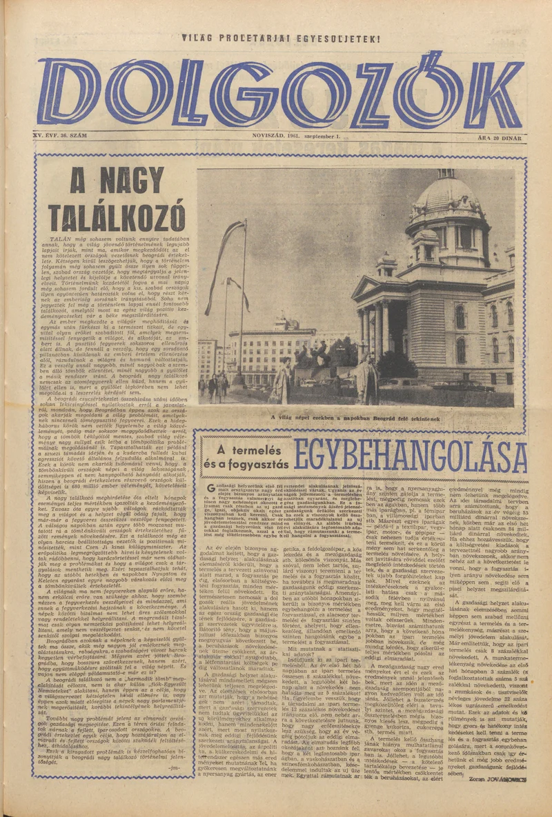 Dolgozók, 15. évf. 1961. szeptember 1. 36. sz.
