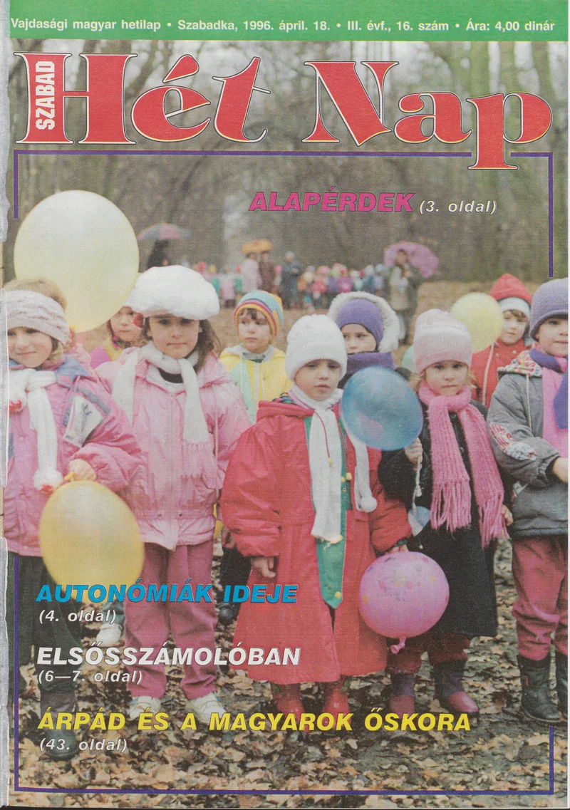 Szabad Hét Nap, 3. évf. 1996. április 18. 16. sz.