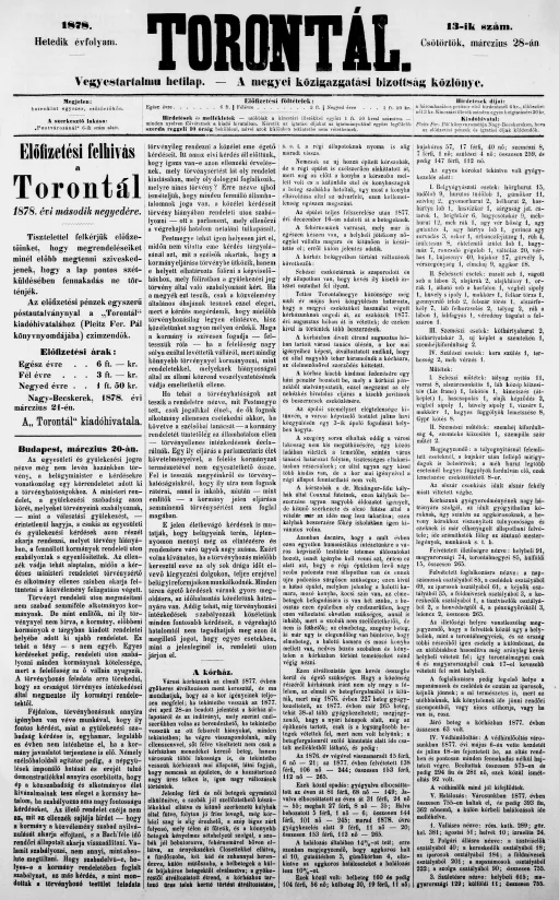 Torontál, 7. évf. 1878. március 28. 13. sz.