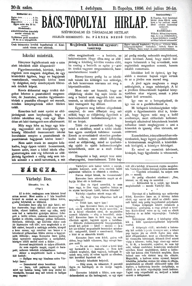 Bács-Topolyai Hirlap, 1. évf. 1896. július 26. 30. sz.