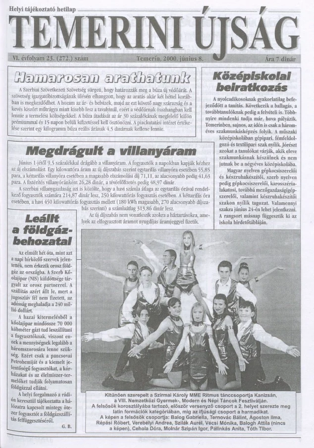 Temerini Újság, 6. évf. 2000. június 8. 23. sz.