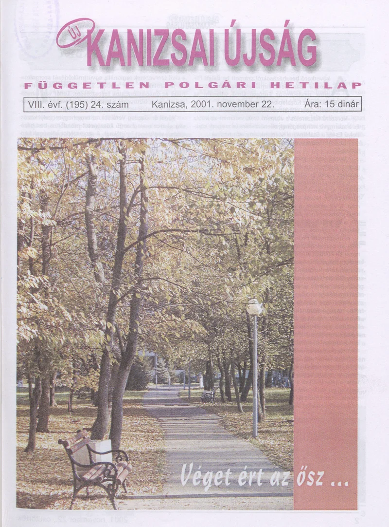 Új Kanizsai Újság, 8. évf. 2001. november 22. 24. sz.