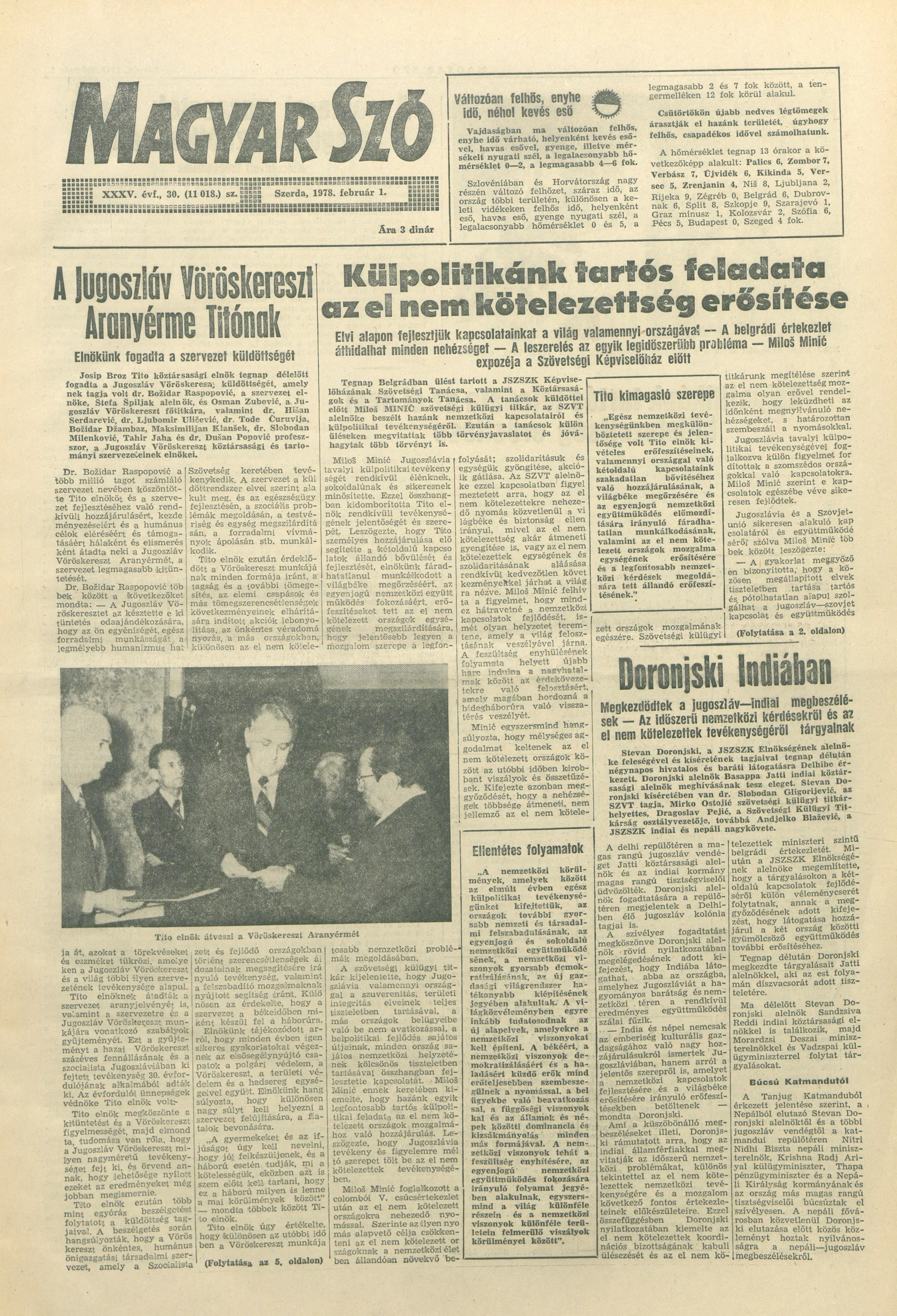 Magyar Szó, 35. évf. 1978. február 1. 30. sz. 1–20. oldal
