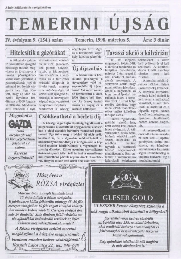 Temerini Újság, 4. évf. 1998. március 5. 9. sz.