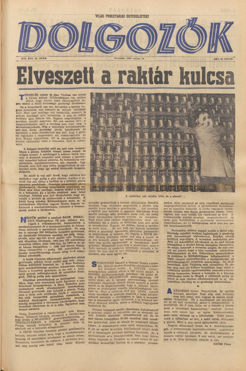 Dolgozók, 16. évf. 1962. május 18. 20. sz.