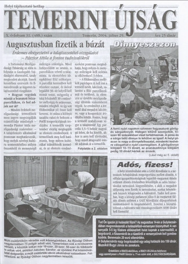 Temerini Újság, 10. évf. 2004. július 29. 31. sz.