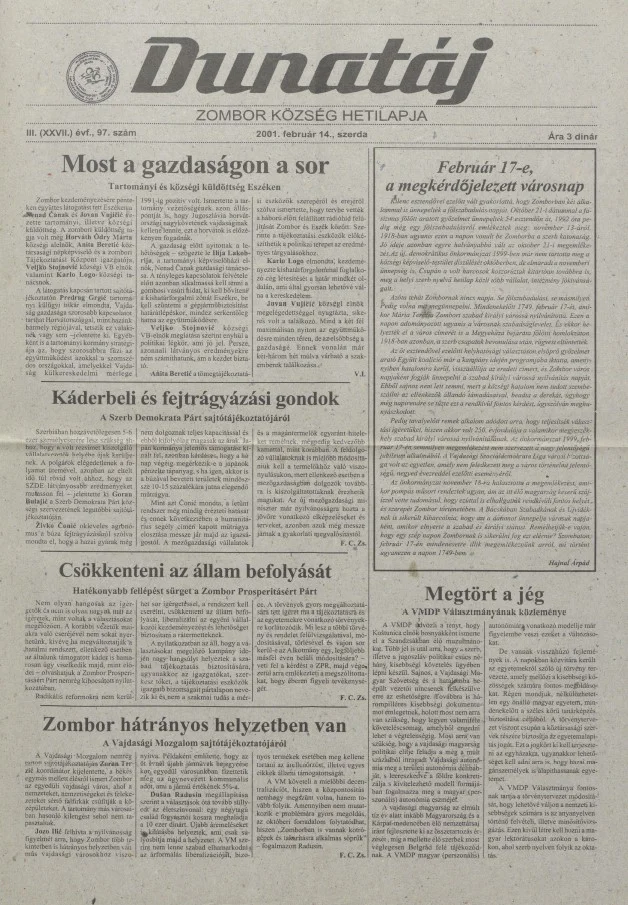Dunatáj, 3. évf. 2001. február 14. 97. sz.