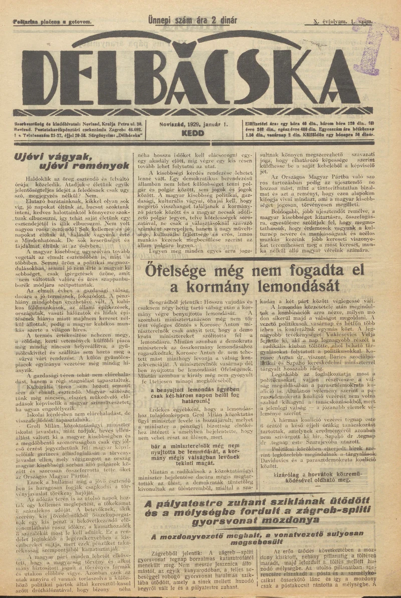 Délbácska, 10. évf. 1929. január 1. 1. sz.