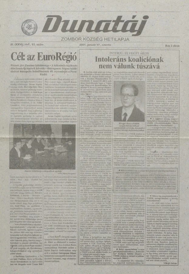 Dunatáj, 3. évf. 2001. január 17. 93. sz.