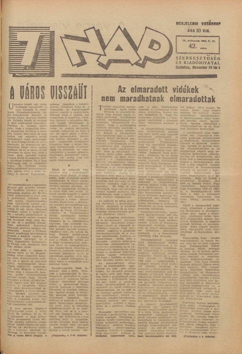 7 Nap, 9. évf. 1954. október 17. 42. sz. 1–16. oldal