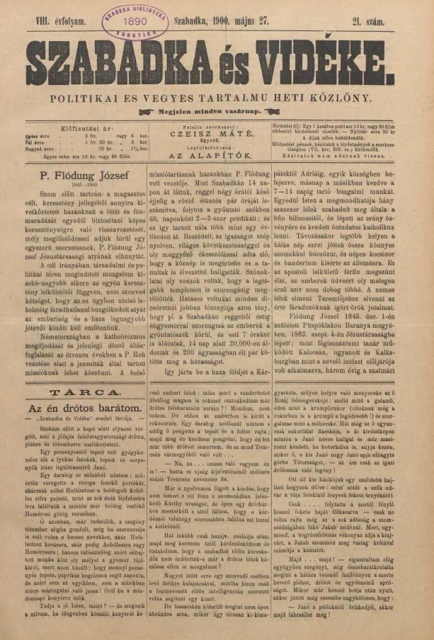 Szabadka és vidéke II, 8. évf. 1900. május 27. 21. sz.