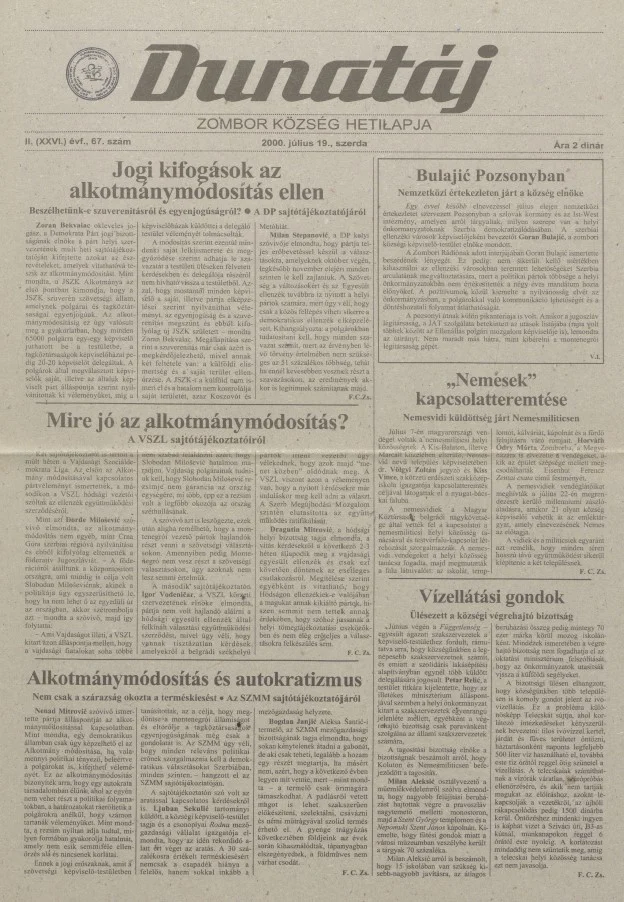 Dunatáj, 2. évf. 2000. július 19. 67. sz.
