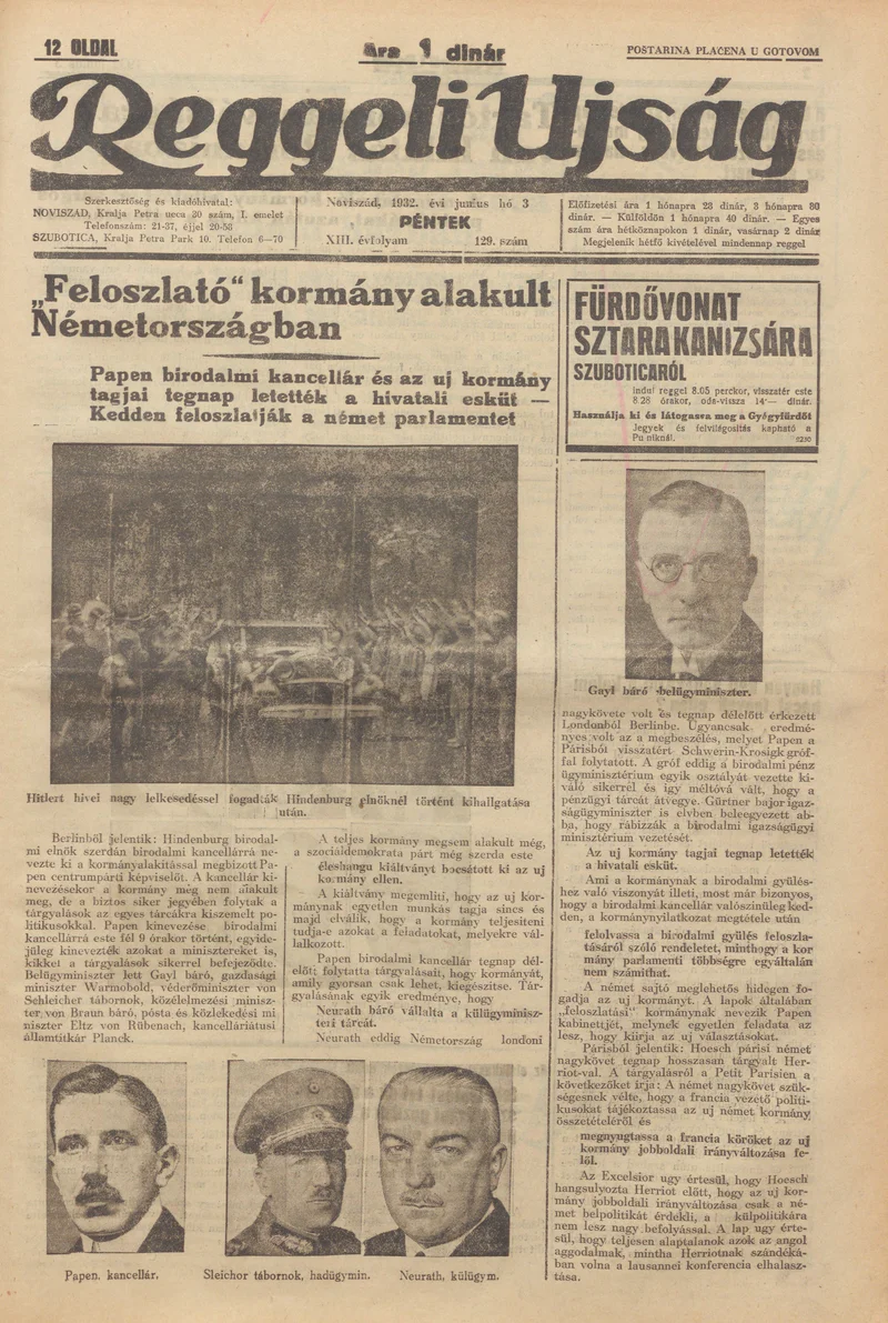 Reggeli Újság, 13. évf. 1932. június 3. 129. sz.