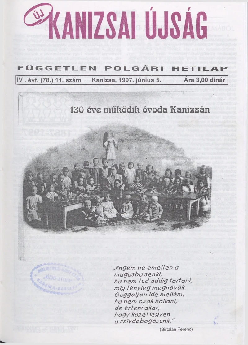 Új Kanizsai Újság, 4. évf. 1997. június 5. 11. sz.