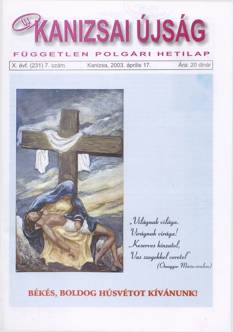 Új Kanizsai Újság, 10. évf. 2003. április 17. 7. sz.