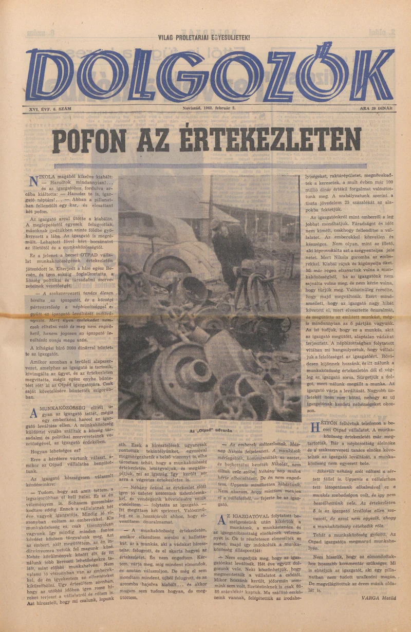 Dolgozók, 16. évf. 1962. február 2. 6. sz.
