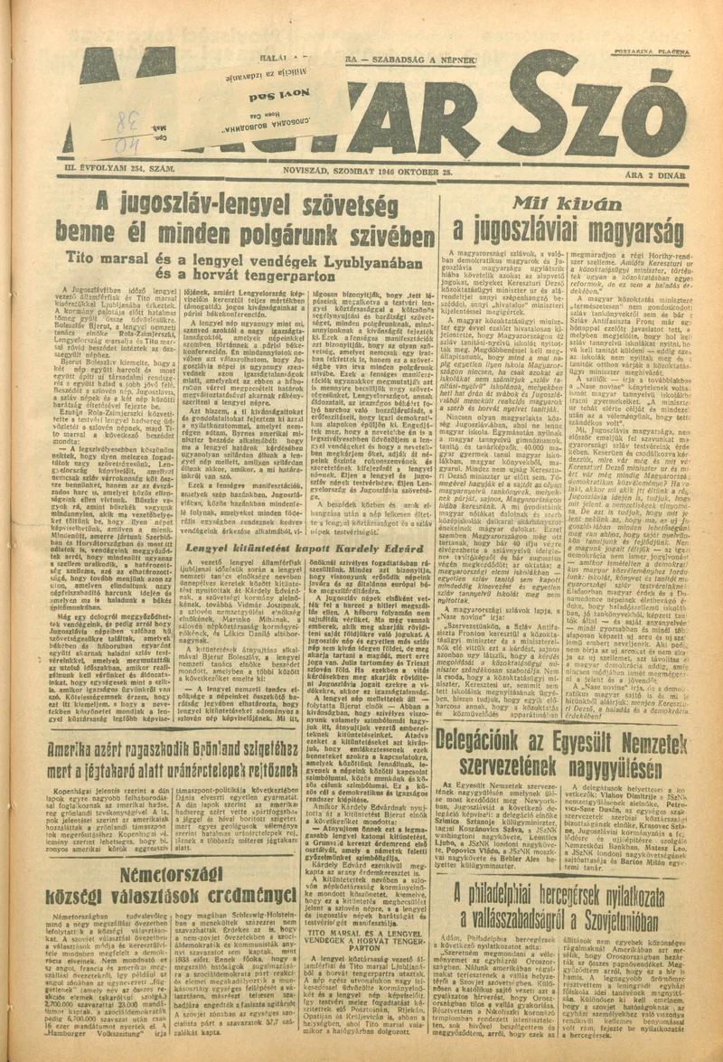 Magyar Szó, 3. évf. 1946. október 25. 254. sz. 1–6. oldal