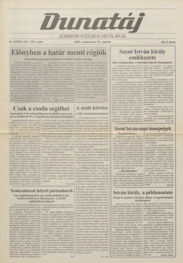 Dunatáj, 3. évf. 2001. augusztus 15. 123. sz.