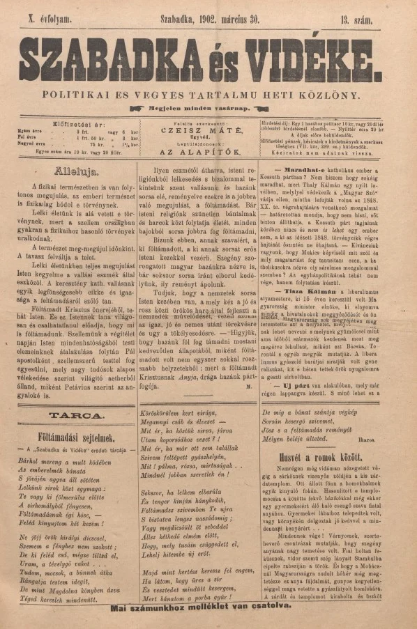 Szabadka és vidéke II, 10. évf. 1902. március 30. 13. sz.