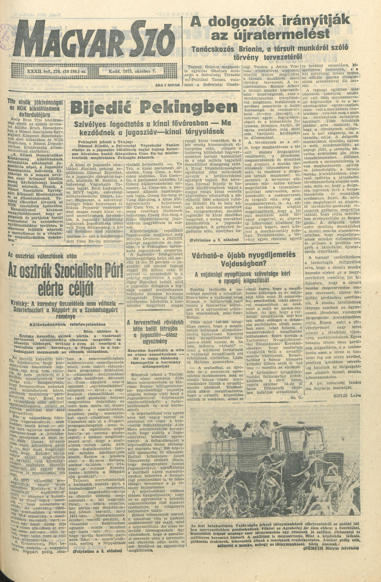 Magyar Szó, 32. évf. 1975. október 7. 276. sz.