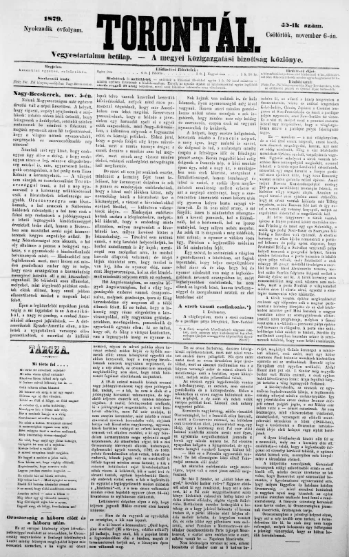 Torontál, 8. évf. 1879. november 6. 45. sz.