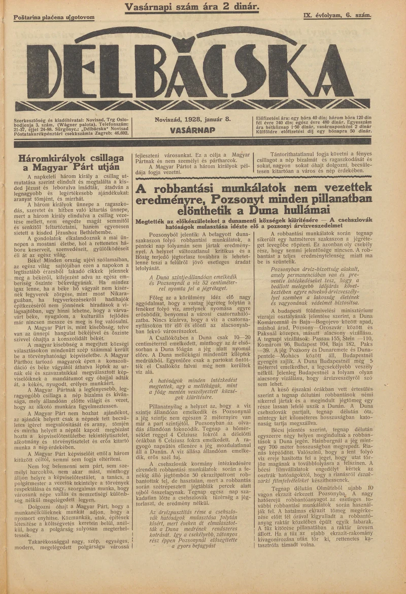 Délbácska, 9. évf. 1928. január 8. 6. sz.