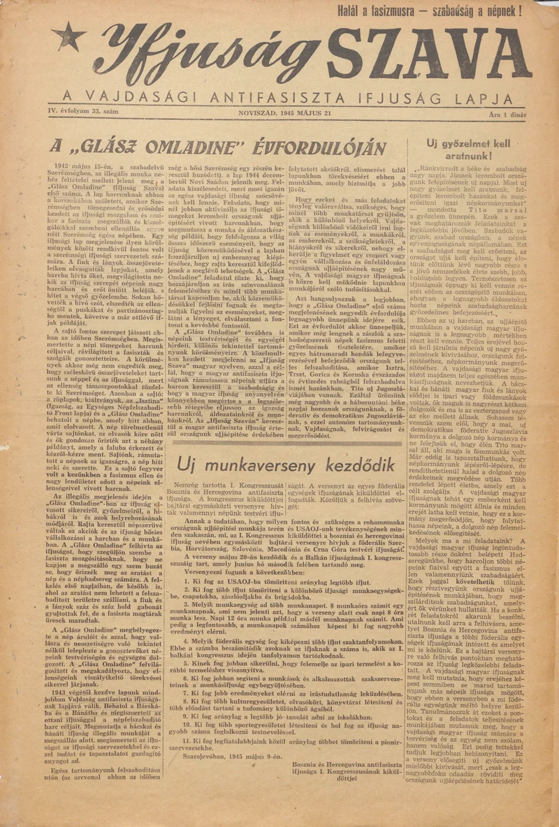 Ifjúság Szava, 1. évf. 1945. május 21. 4. sz.