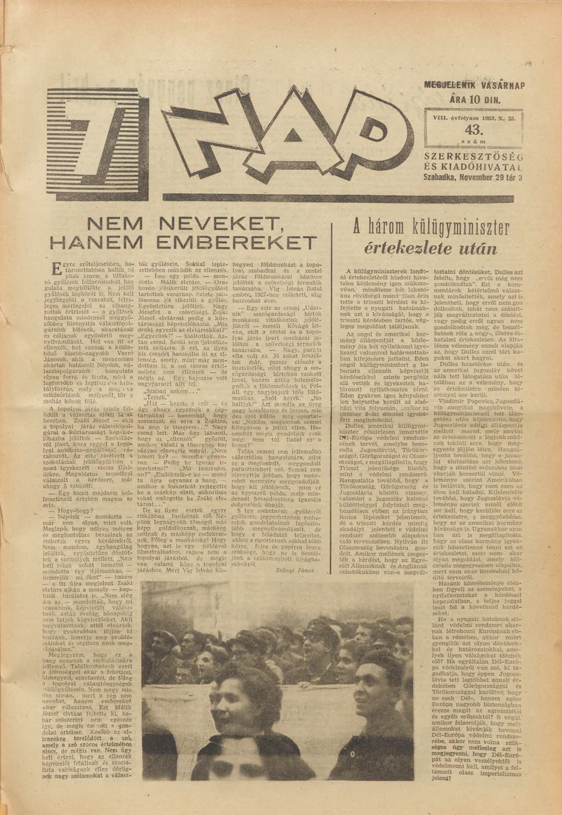 7 Nap, 8. évf. 1953. október 25. 43. sz. 1–16. oldal