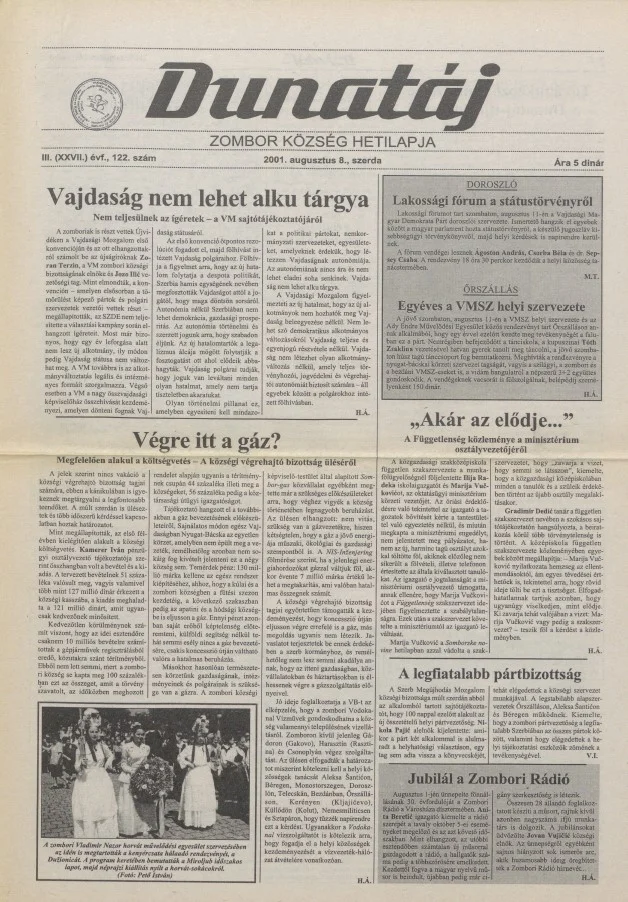 Dunatáj, 3. évf. 2001. augusztus 8. 122. sz.