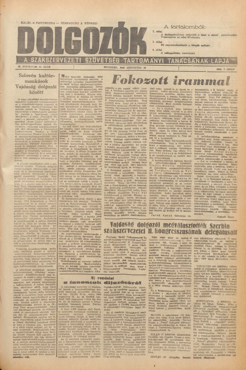 Dolgozók, 3. évf. 1949. augusztus 26. 34. sz.