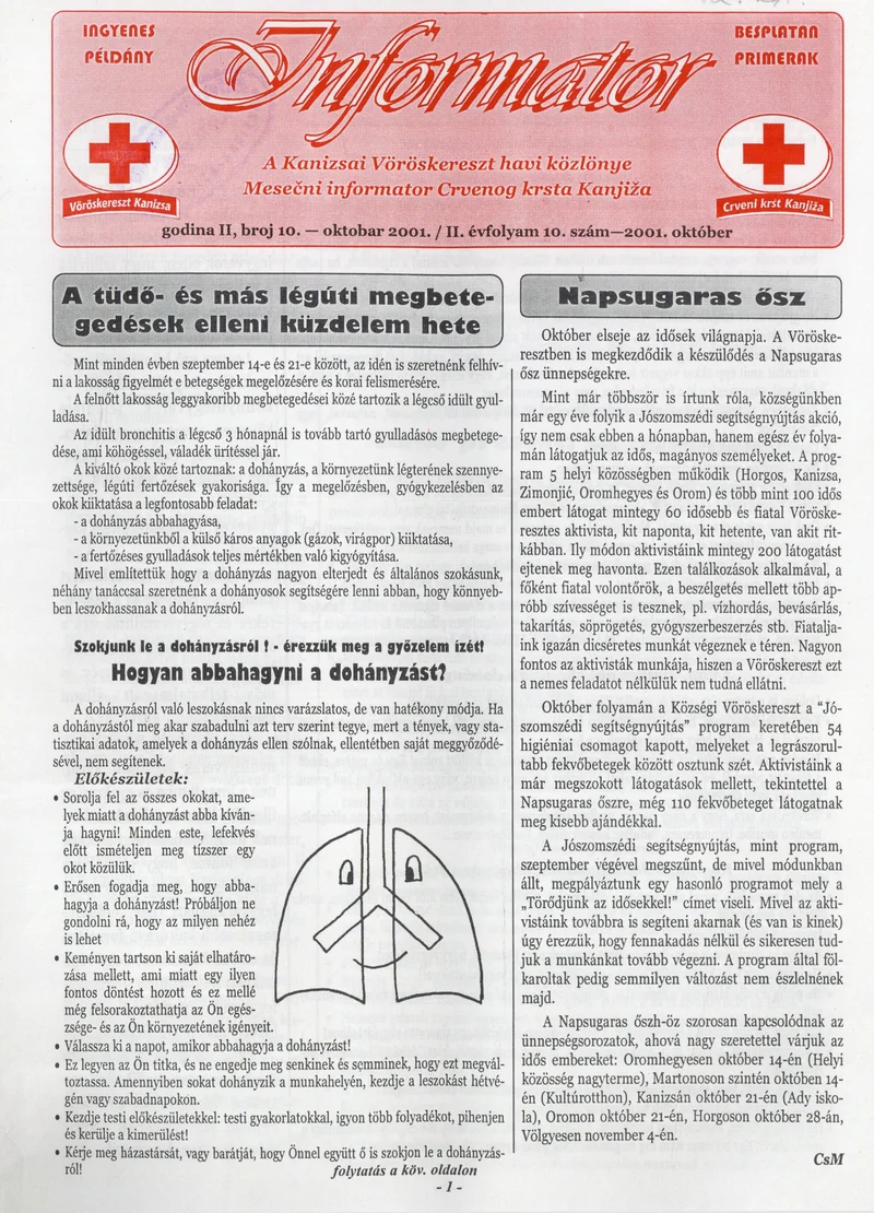 Informator, 2. évf. 2001. október 1. 10. sz.