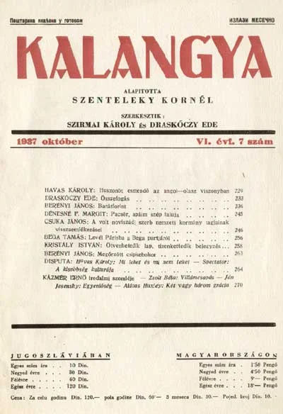 Kalangya, 6. évf. 1937. október. 7. sz. 229–276. oldal