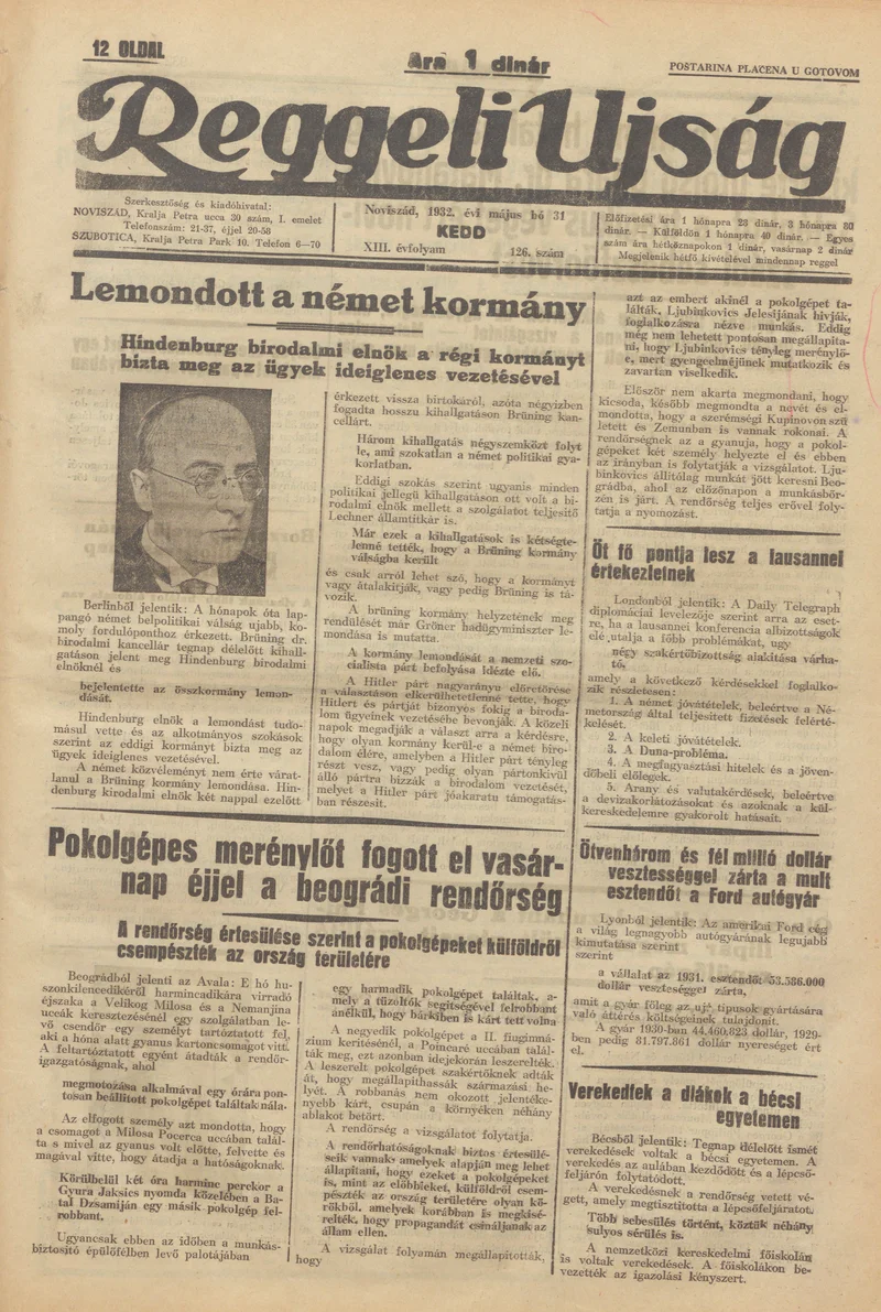 Reggeli Újság, 13. évf. 1932. május 31. 126. sz.