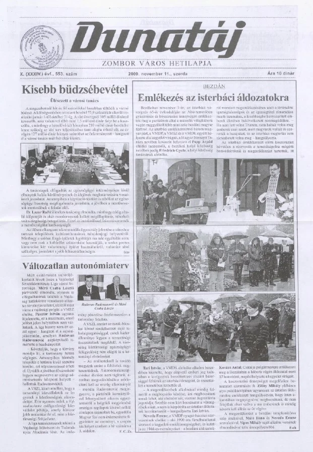 Dunatáj, 11. évf. 2009. november 11. 553. sz.