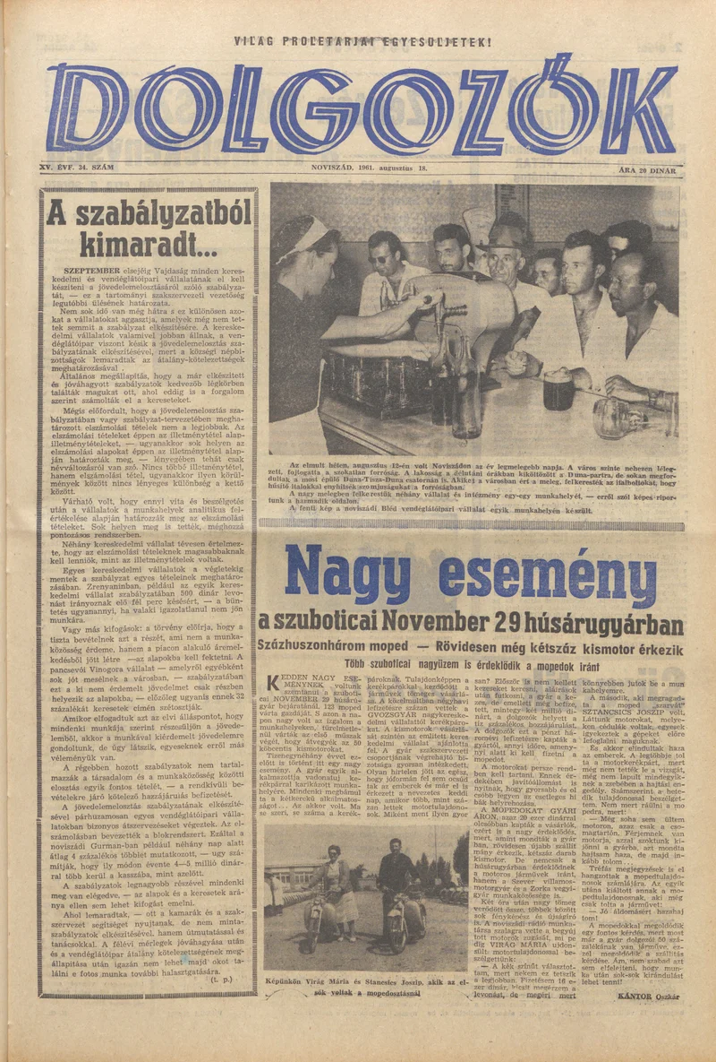Dolgozók, 15. évf. 1961. augusztus 18. 34. sz.