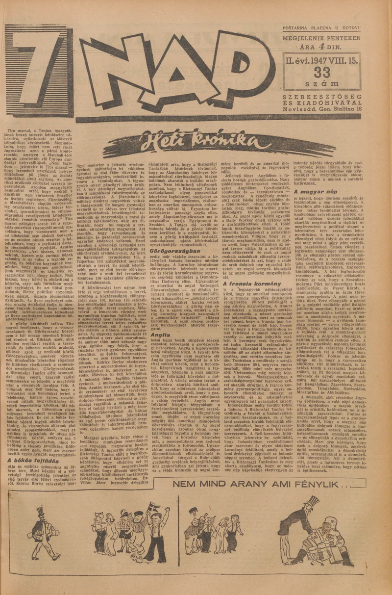 7 Nap, 2. évf. 1947. augusztus 15. 33. sz. 1–10. oldal