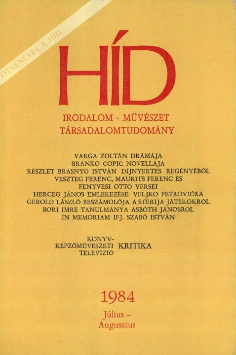 Híd, 48. évf. 1984. július – augusztus. 7–8. sz. 949–1120. oldal