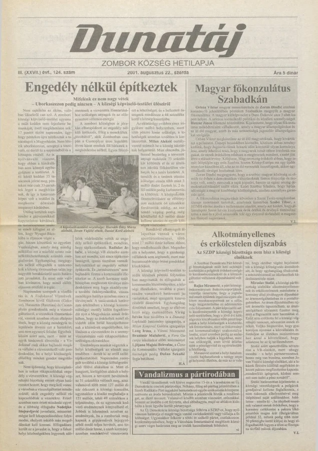 Dunatáj, 3. évf. 2001. augusztus 22. 124. sz.